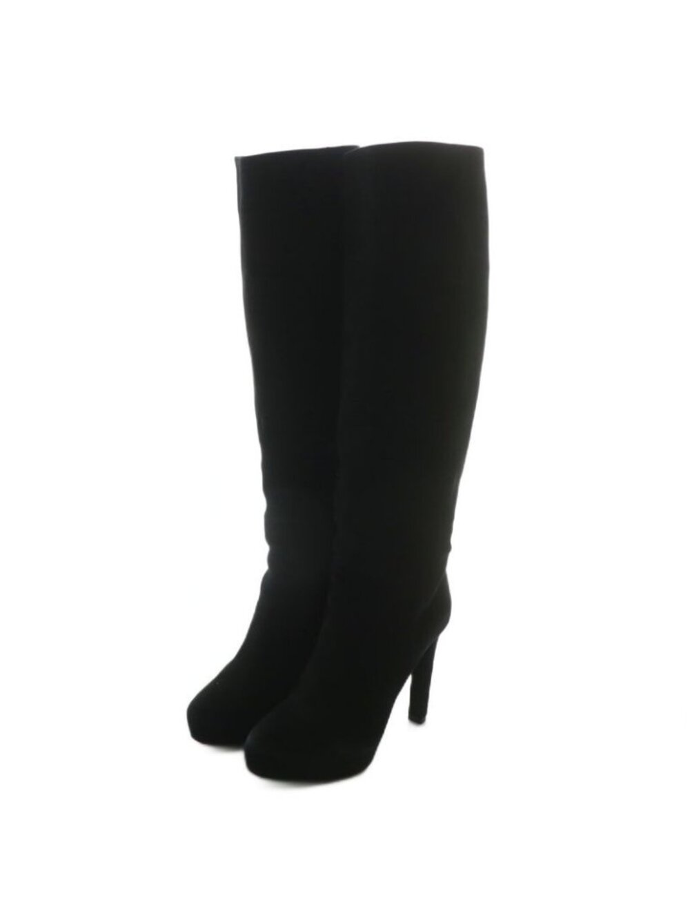 Prada Long Boots Suede Pointed Toe High Heel Side Zip 35 Black XZ - Picture 2 of 9